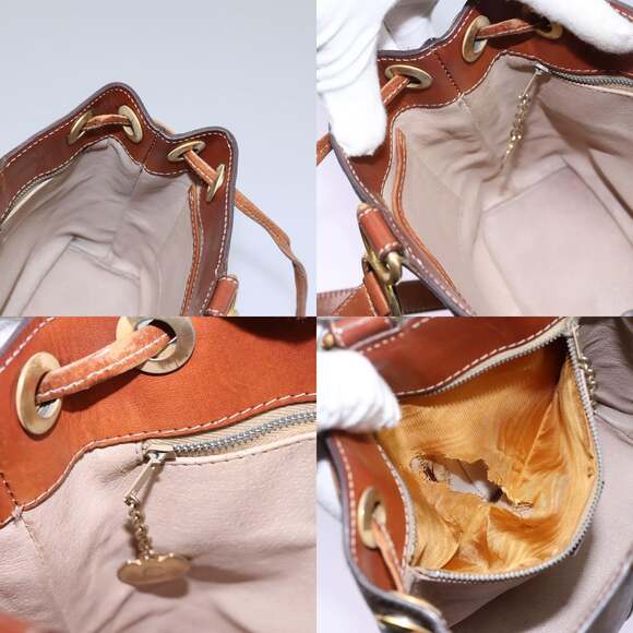 CELINE Macadam Canvas Shoulder Bag Pvc Leather Brown Gold - Picture 12 of 13